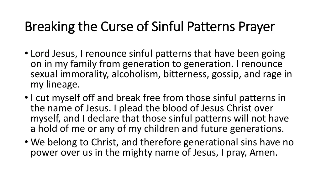 breaking the curse of sinful patterns prayer