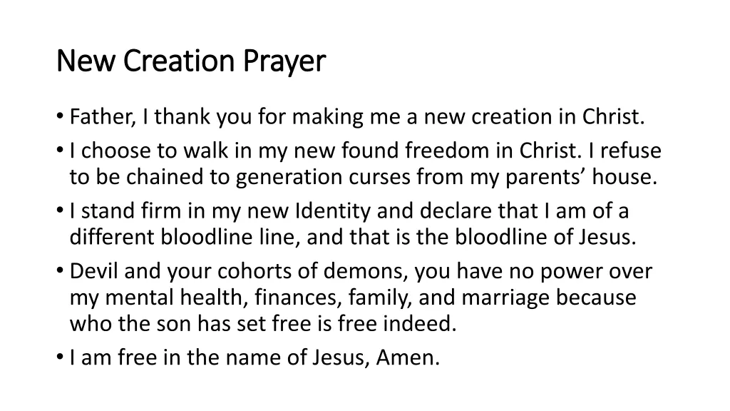 new creation prayer new creation prayer