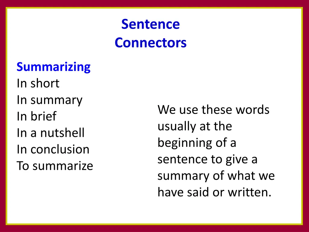 sentence connectors 2