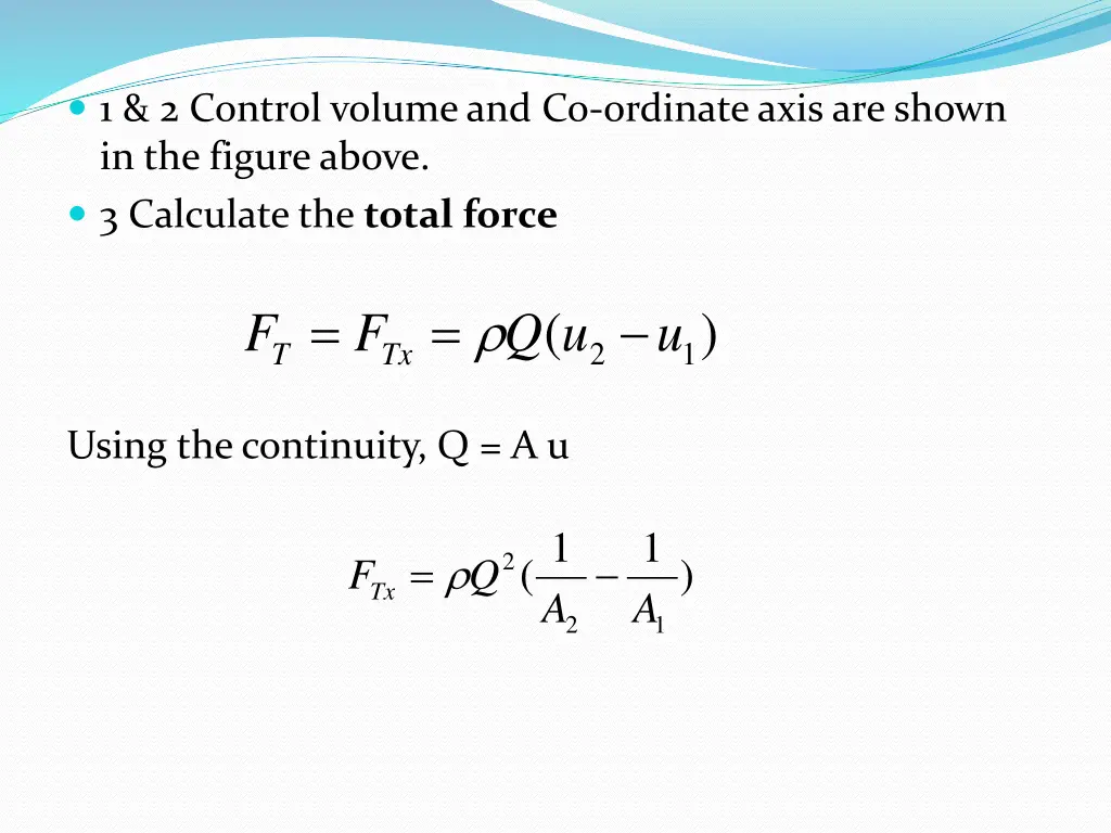 1 2 control volume and co ordinate axis are shown