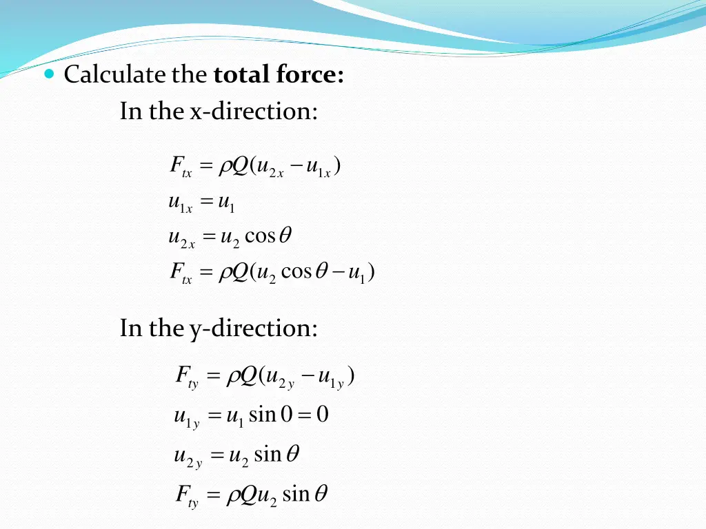 calculate the total force in the x direction