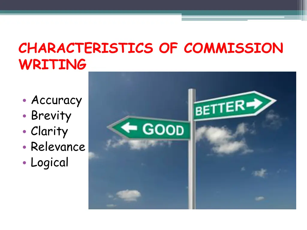 characteristics of commission writing