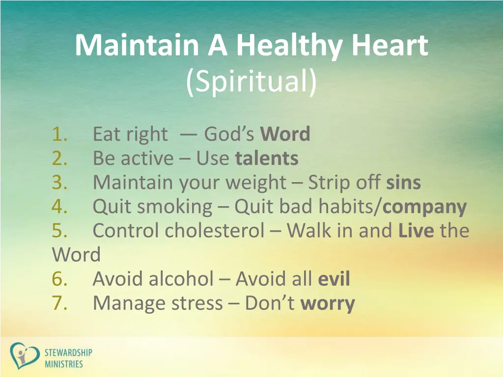 maintain a healthy heart spiritual