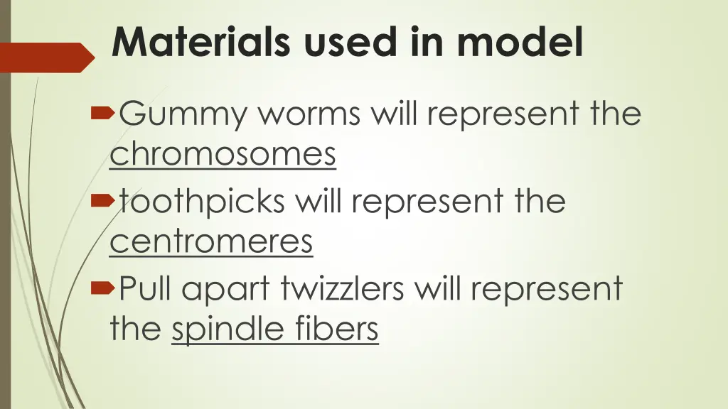 materials used in model