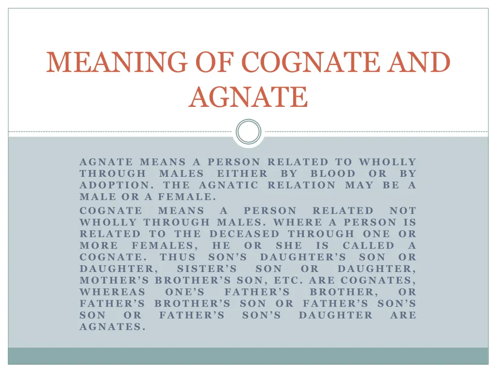 meaning of cognate and agnate