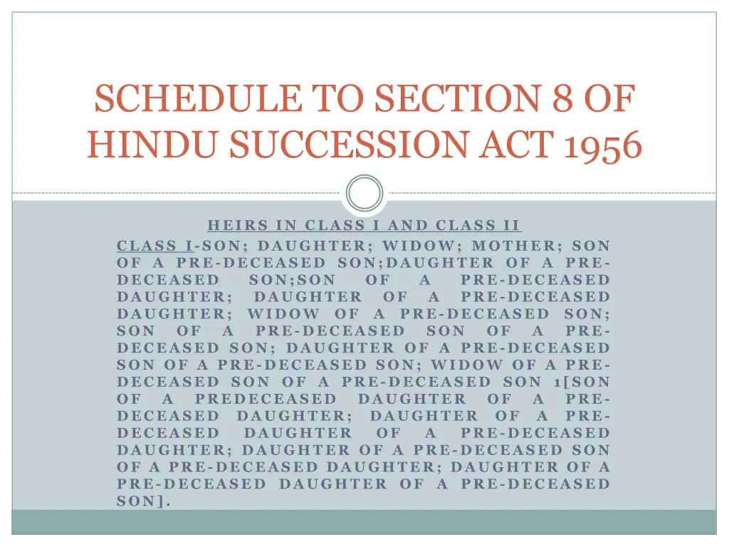 schedule to section 8 of hindu succession act 1956