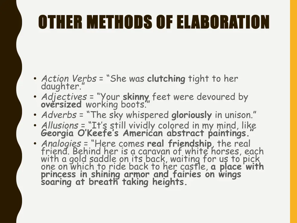 other methods of elaboration other methods