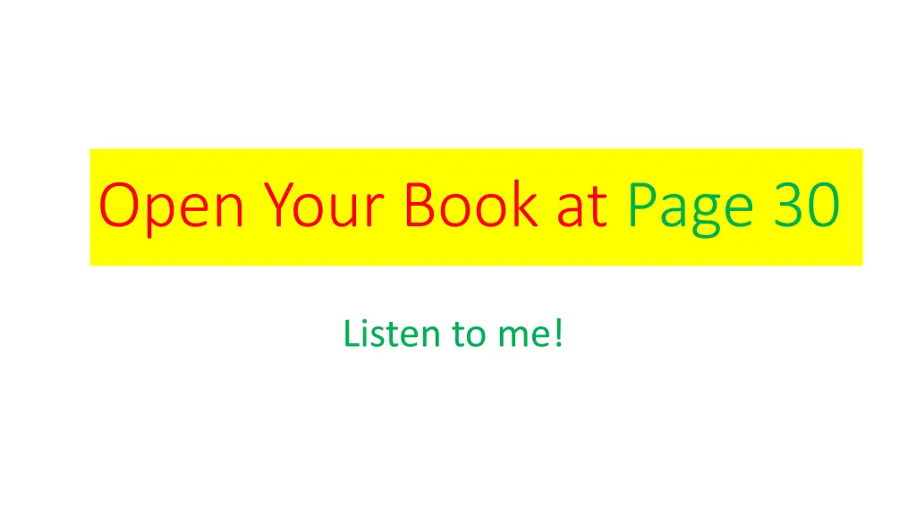 open your book at page 30