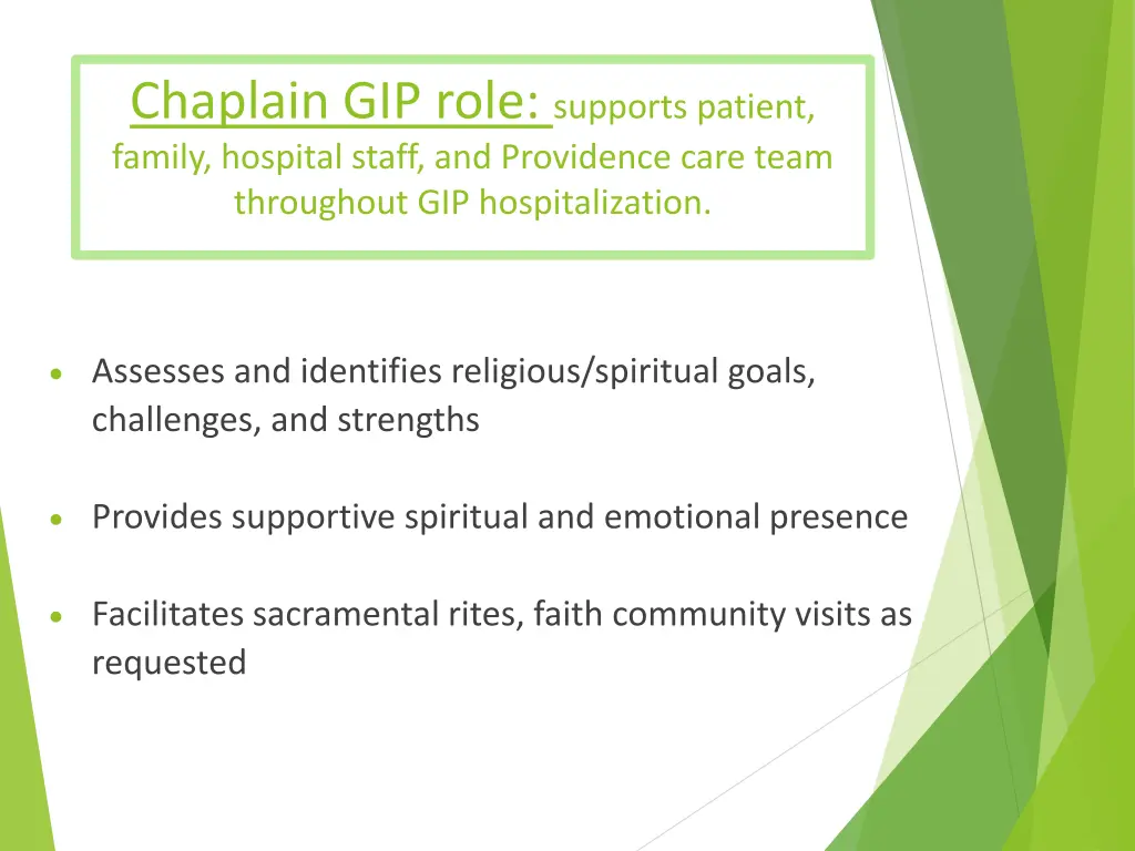 chaplain gip role supports patient family