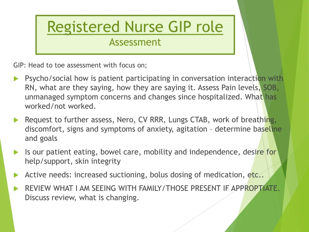 registered nurse gip role assessment