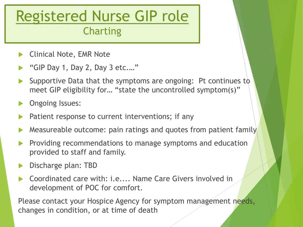 registered nurse gip role charting