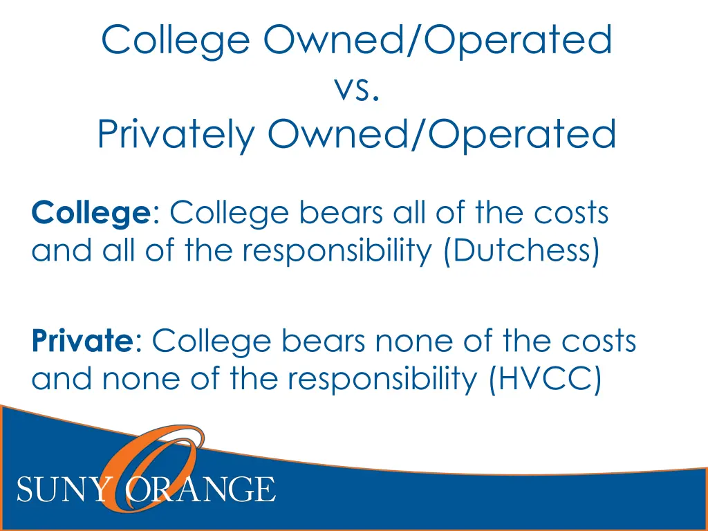 college owned operated vs privately owned operated