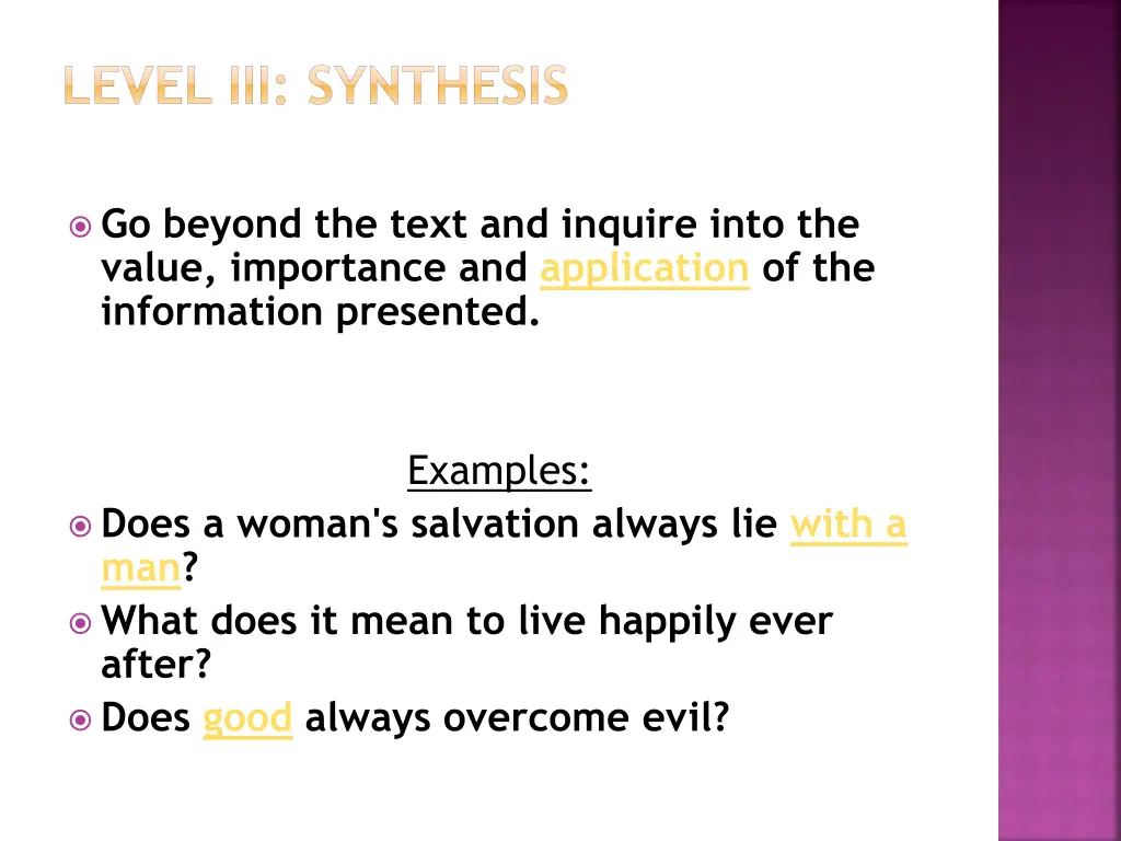 level iii synthesis