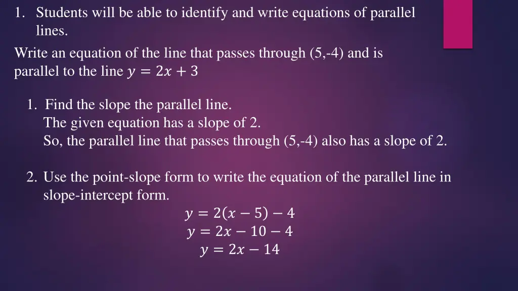 1 students will be able to identify and write 2