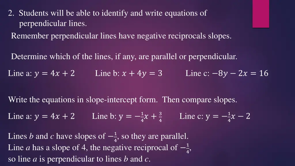 2 students will be able to identify and write 1