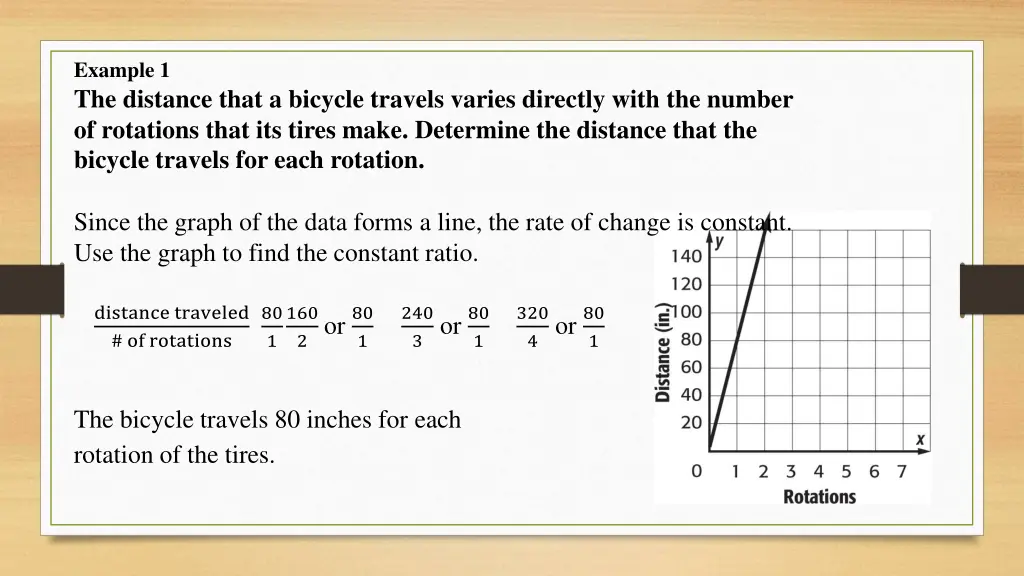 example 1 the distance that a bicycle travels