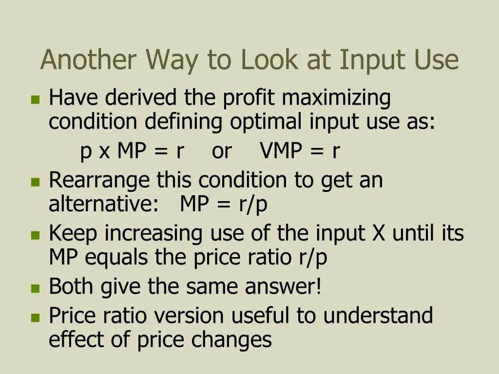 another way to look at input use