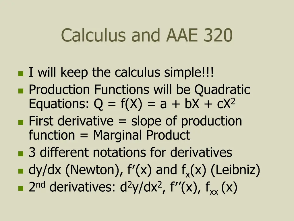 calculus and aae 320