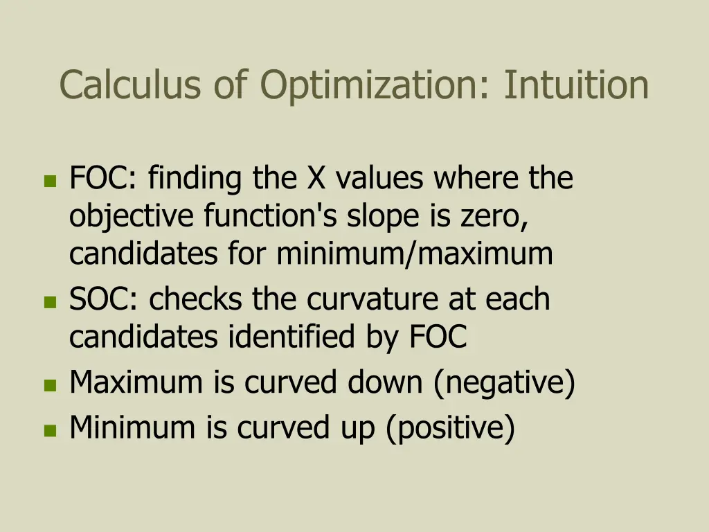 calculus of optimization intuition