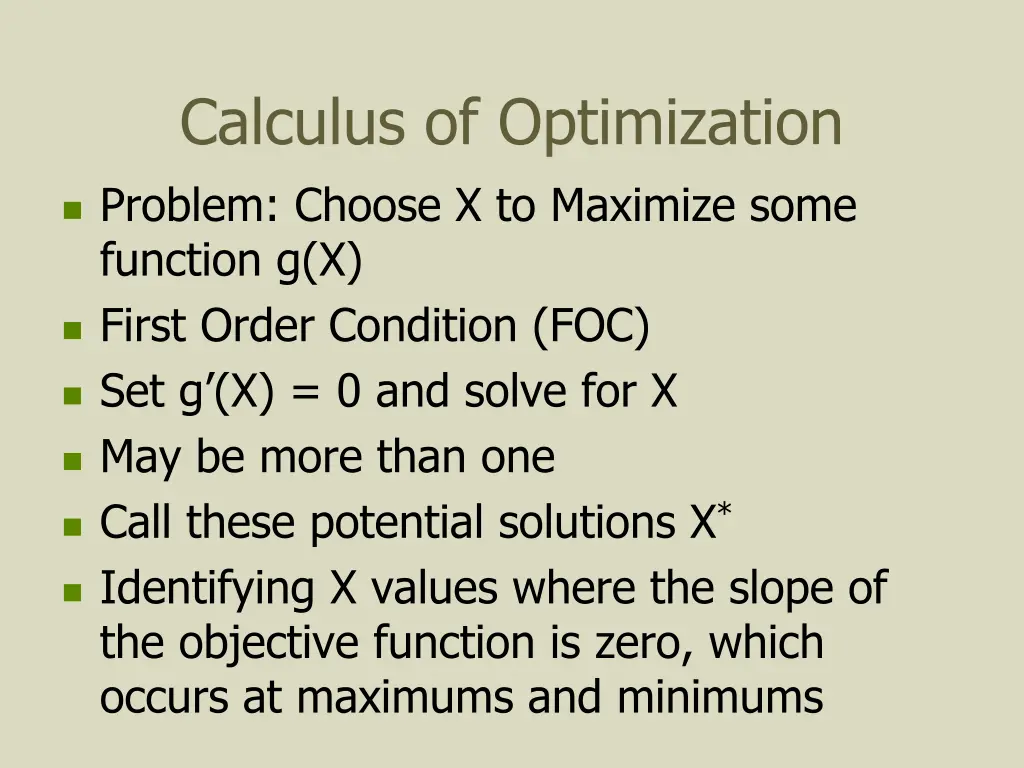 calculus of optimization