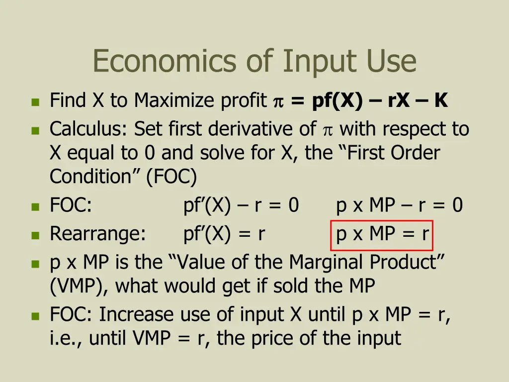 economics of input use