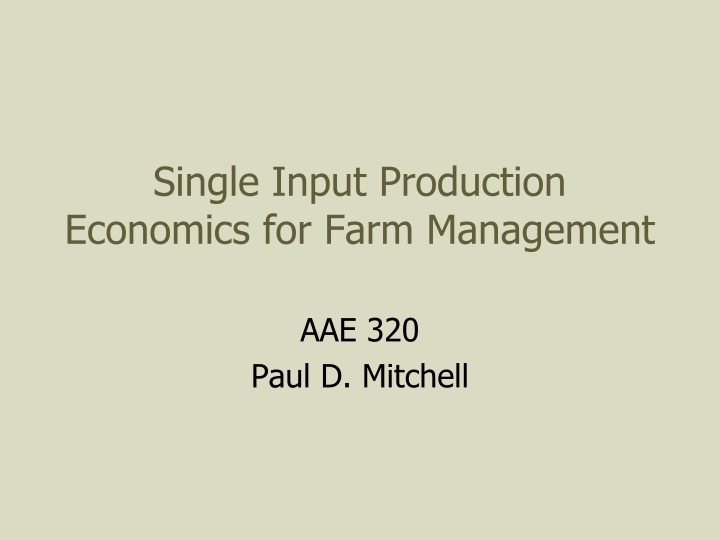 single input production economics for farm