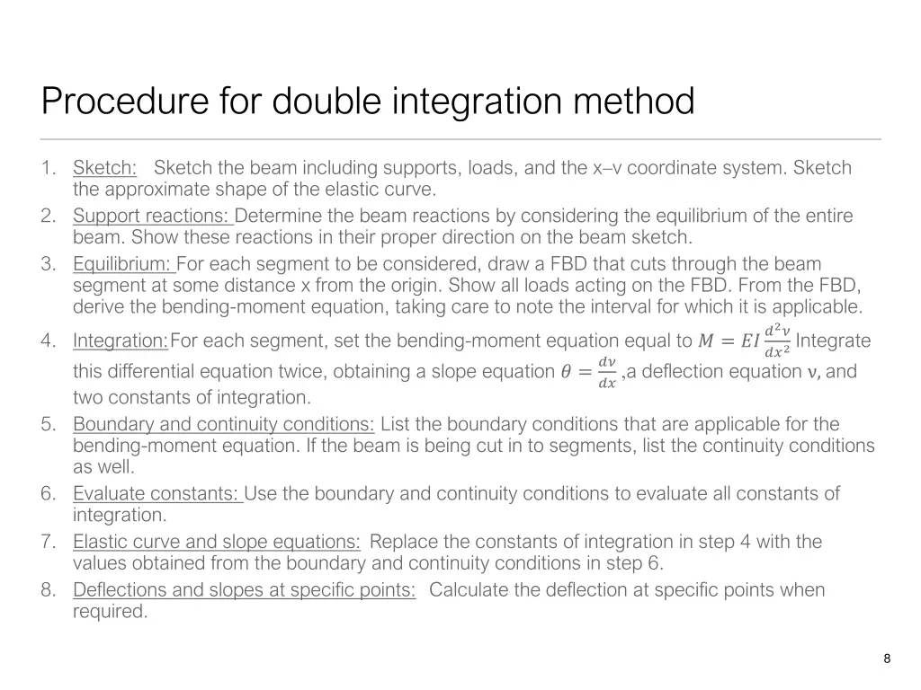 procedure for double integration method