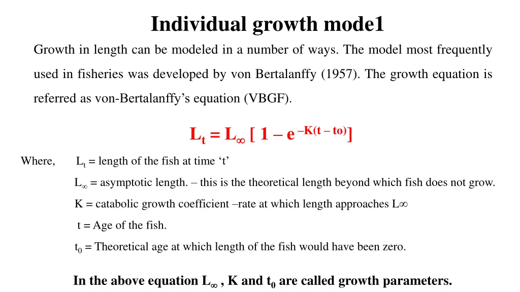 individual growth mode1 growth in length