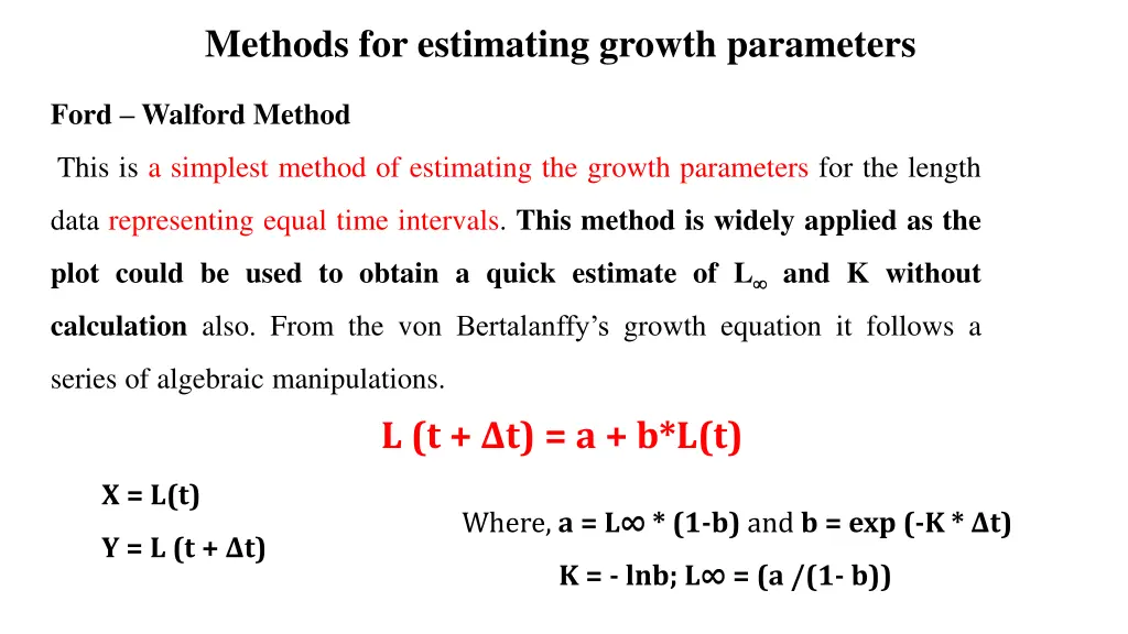 methods for estimating growth parameters