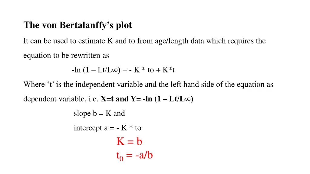 the von bertalanffy s plot