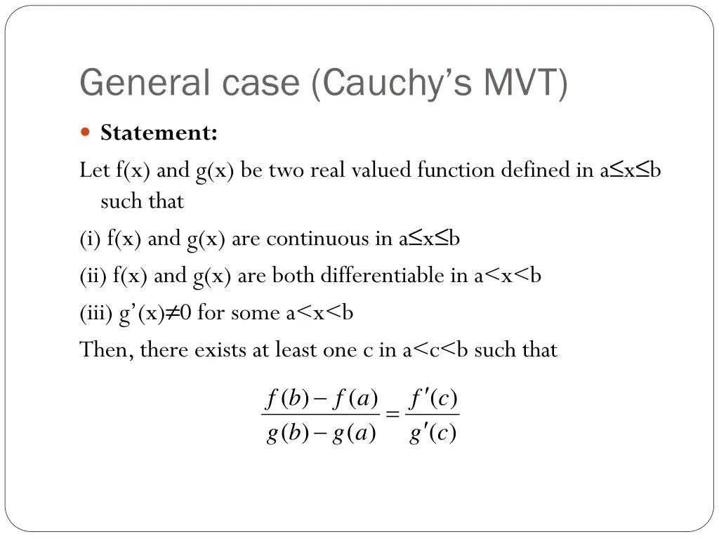 general case cauchy s mvt