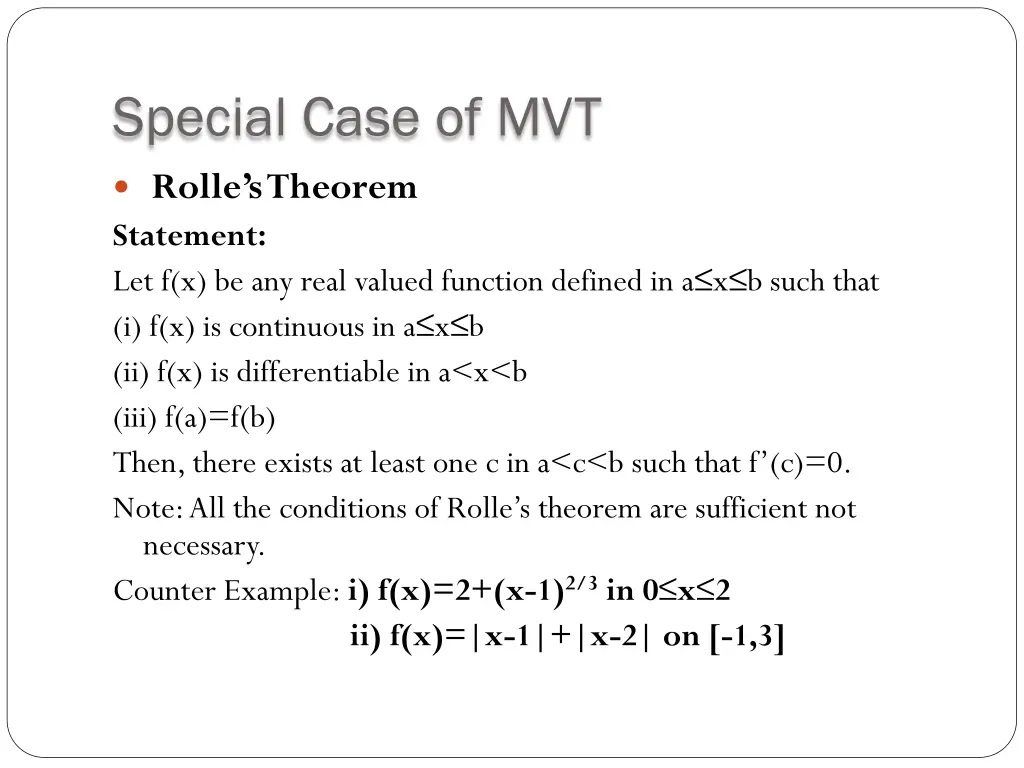 special case of mvt