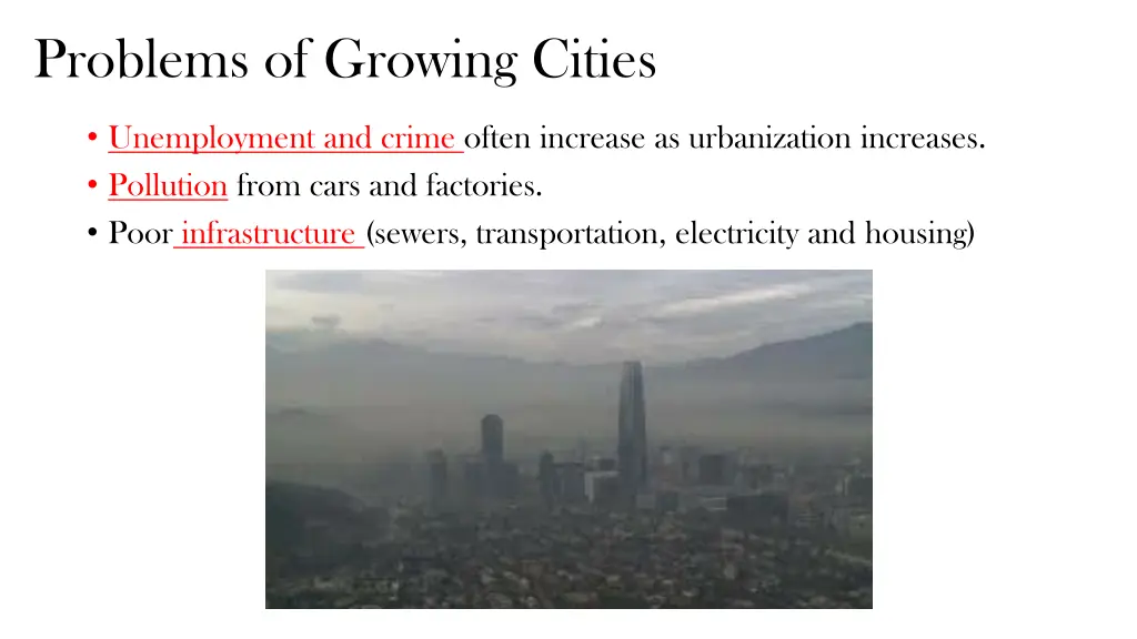 problems of growing cities