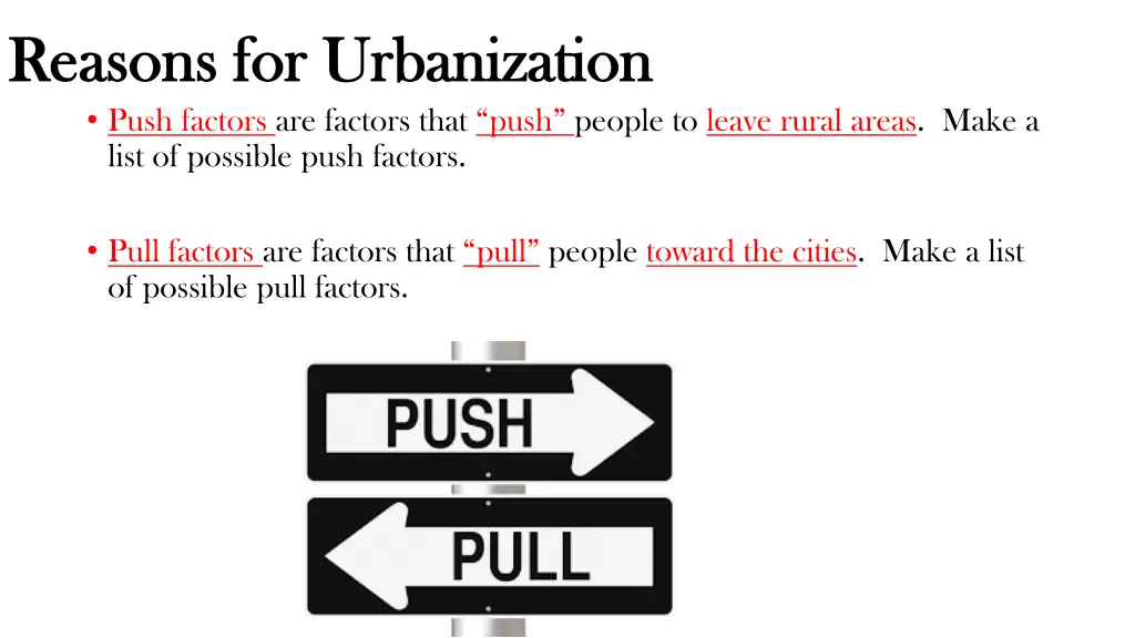 reasons for urbanization reasons for urbanization