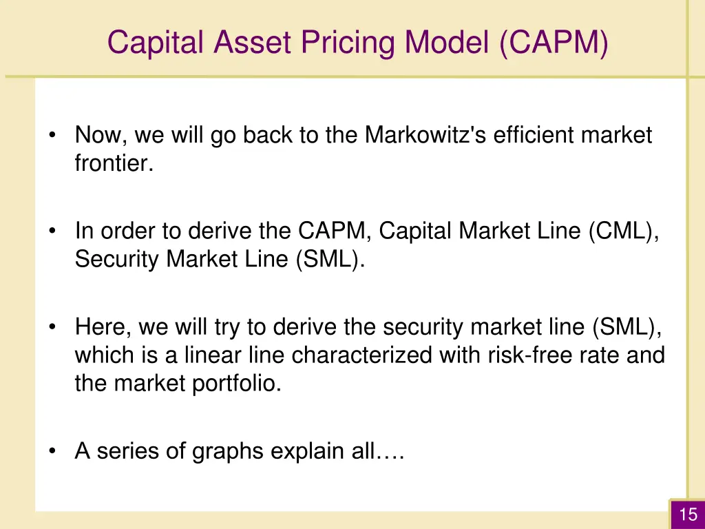 capital asset pricing model capm