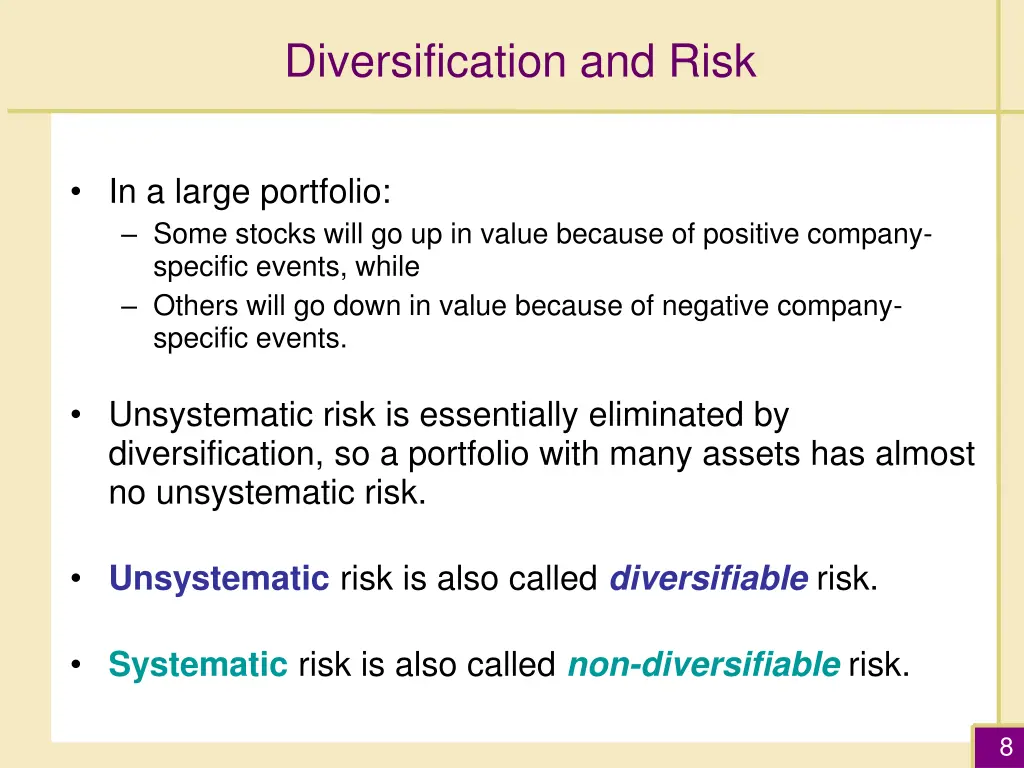 diversification and risk