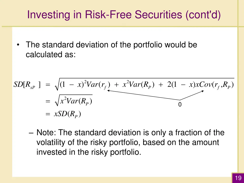 investing in risk free securities cont d