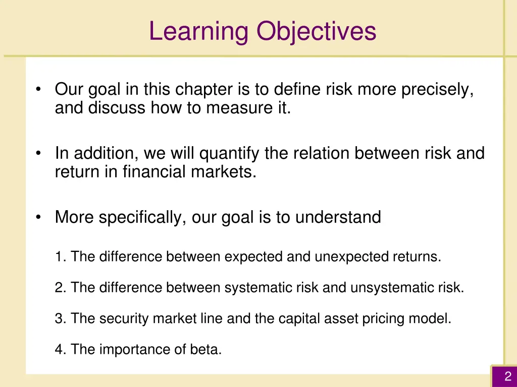 learning objectives