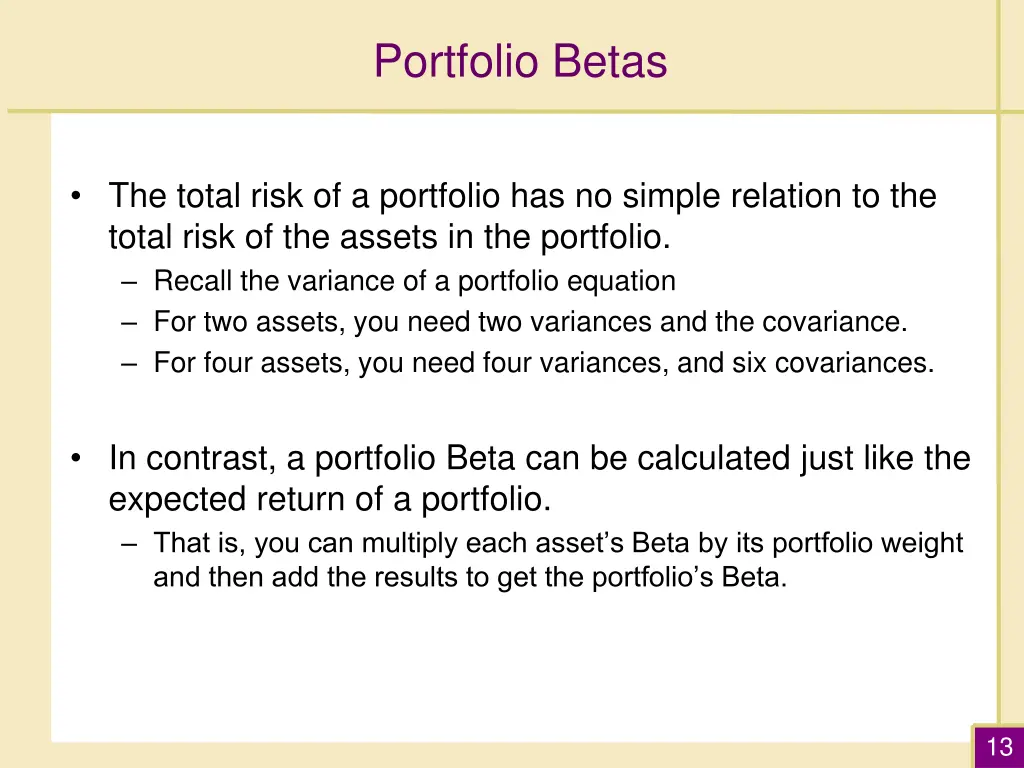 portfolio betas