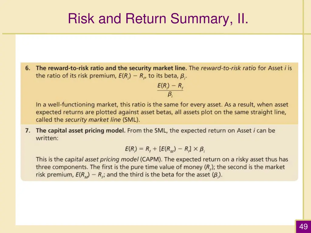 risk and return summary ii