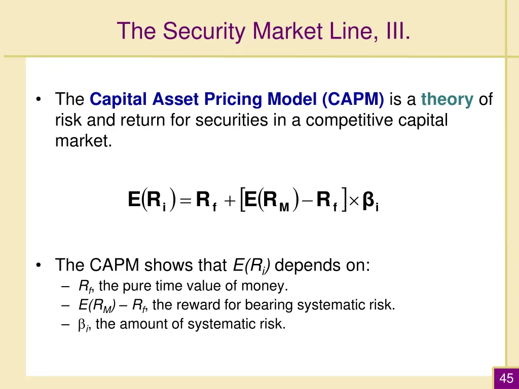 the security market line iii