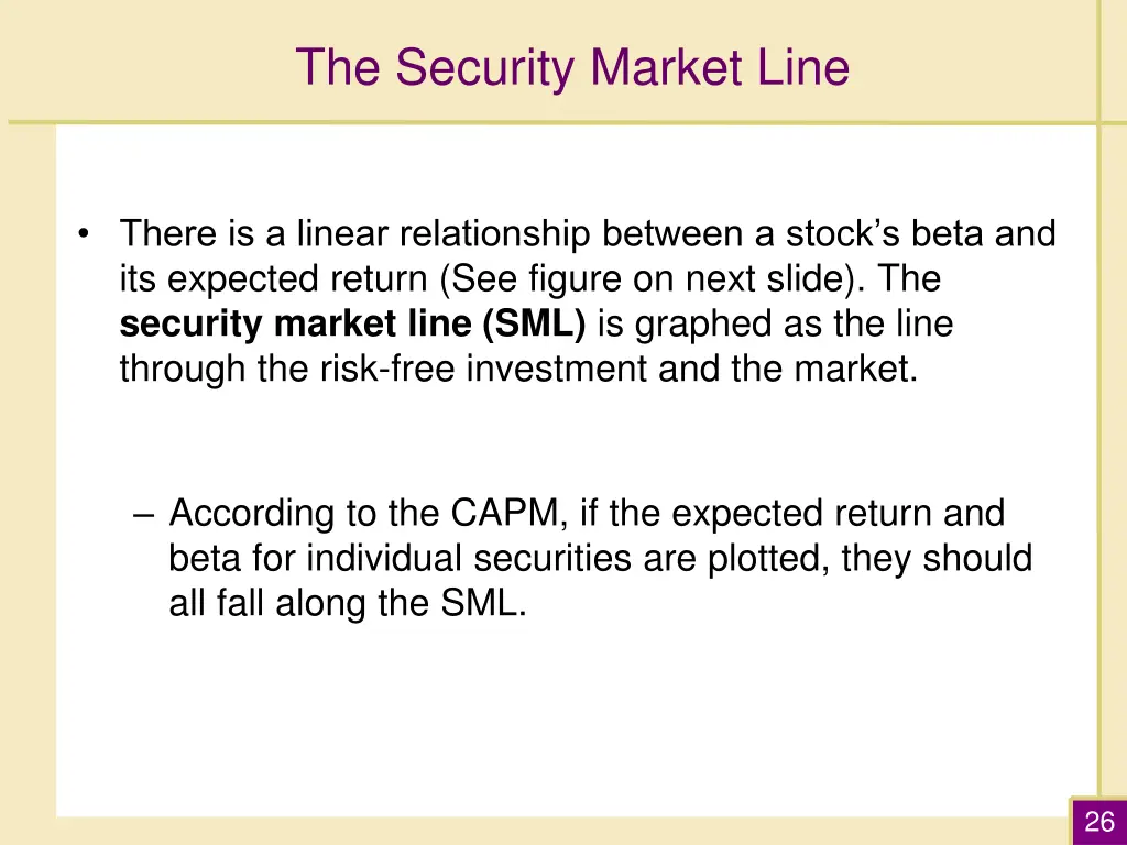 the security market line