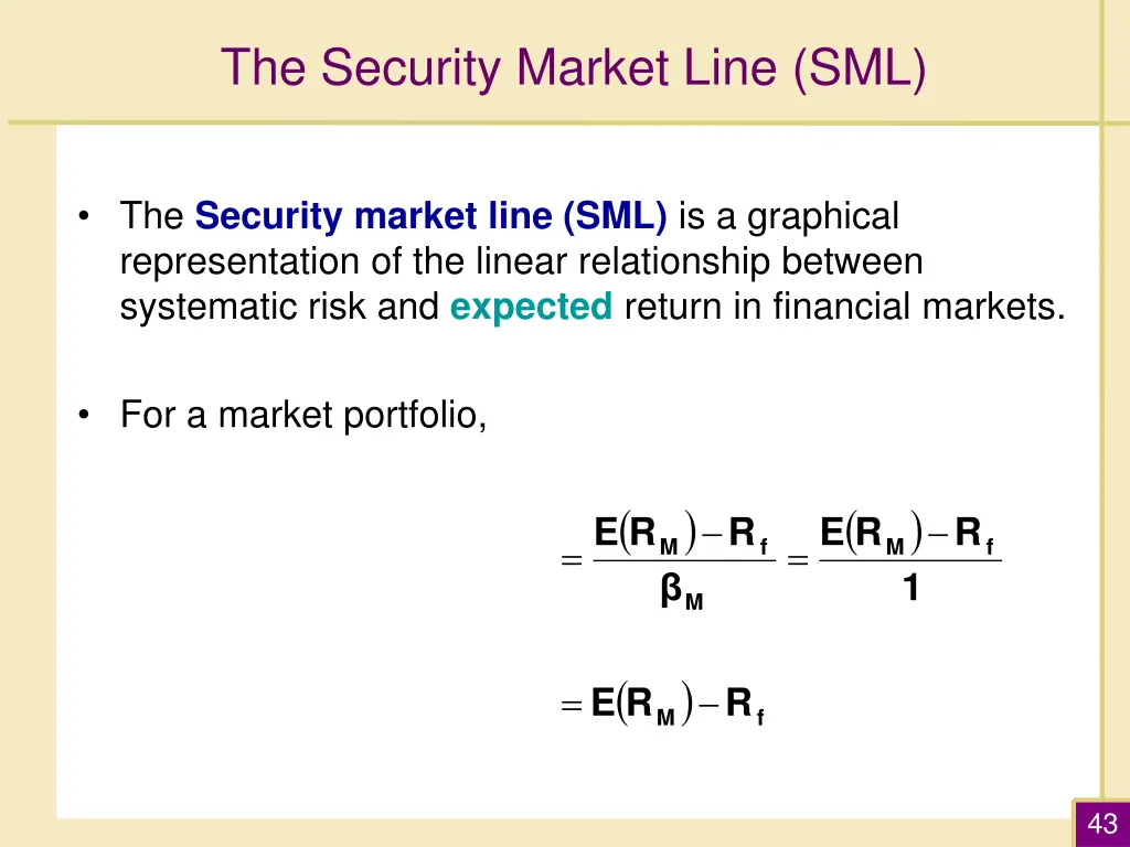 the security market line sml