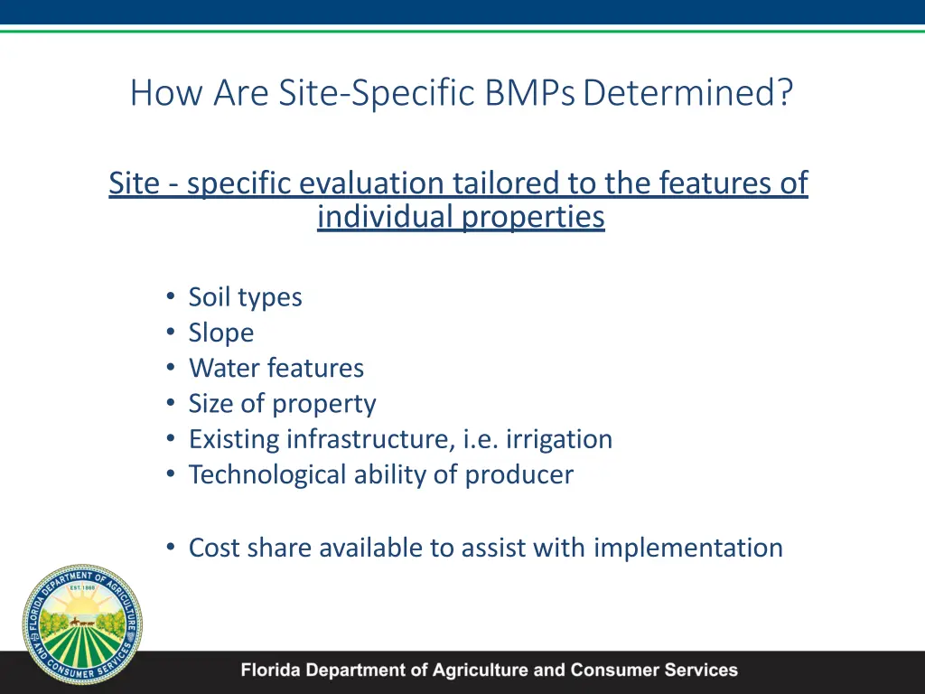 how are site specific bmpsdetermined