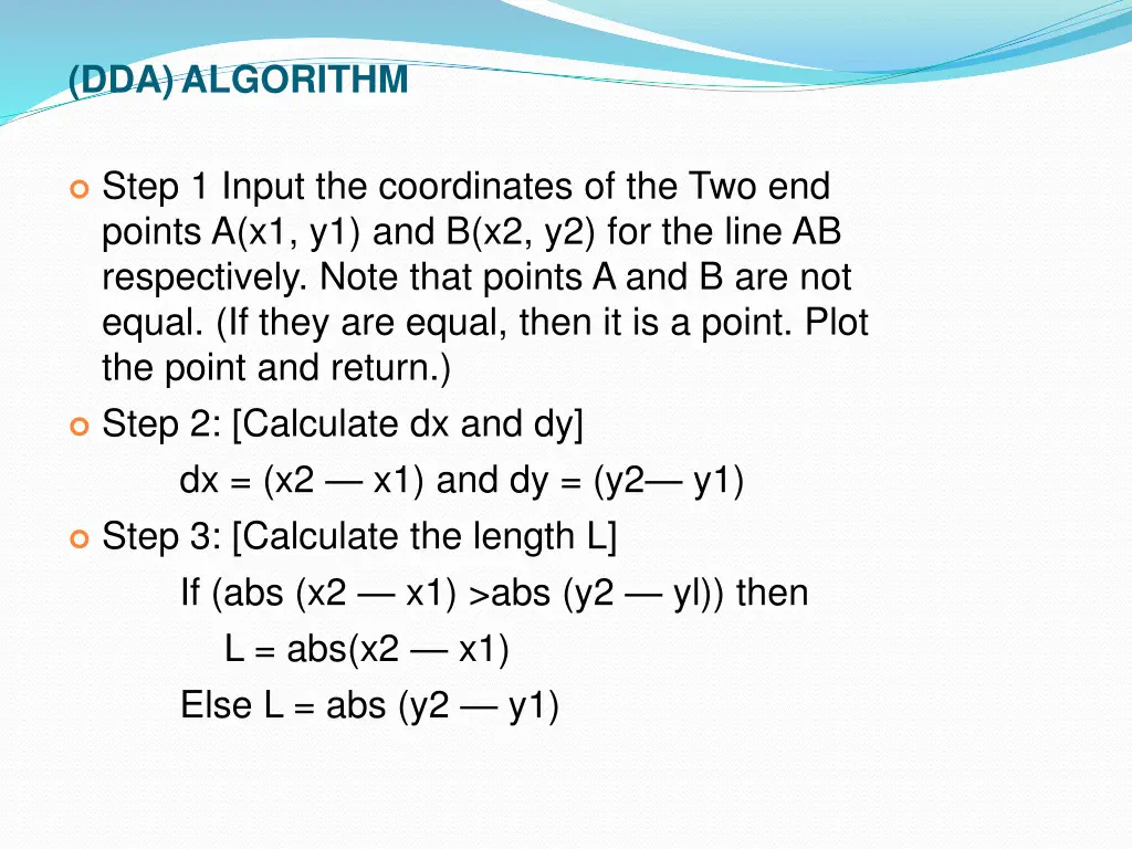 dda algorithm