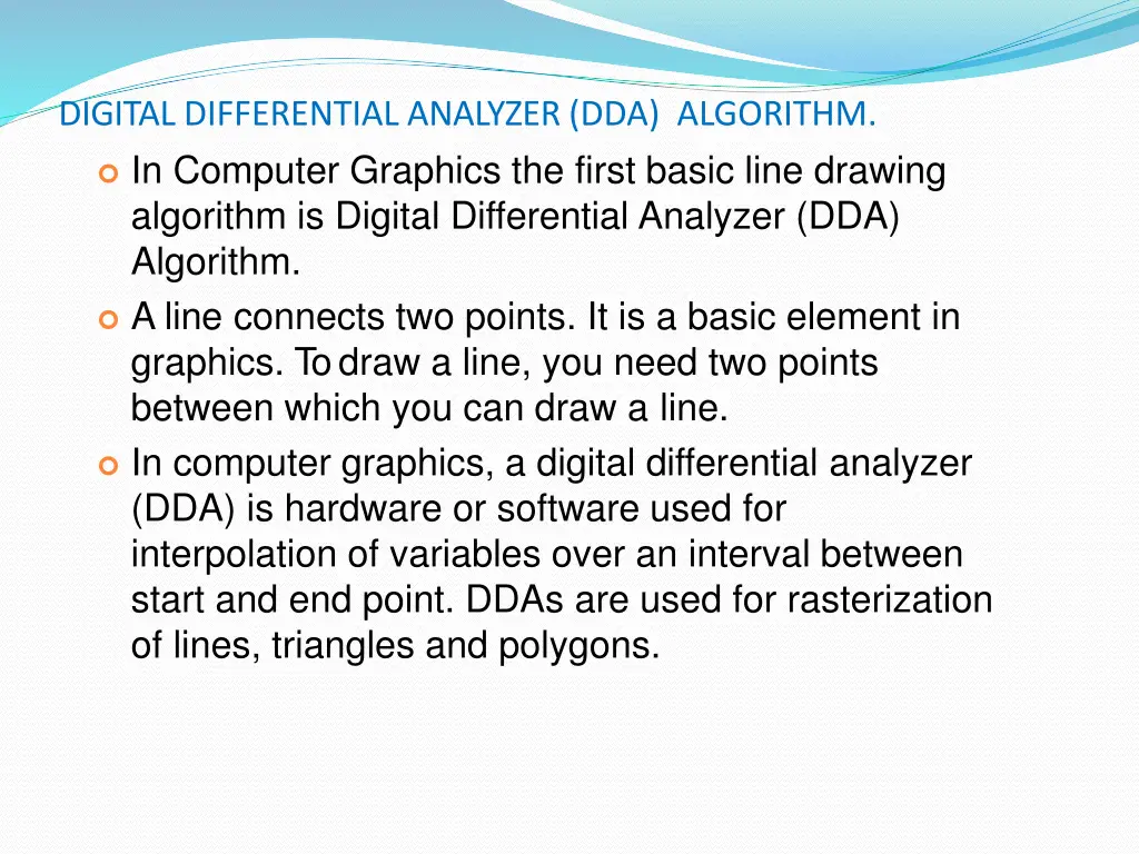 digital differential analyzer dda algorithm