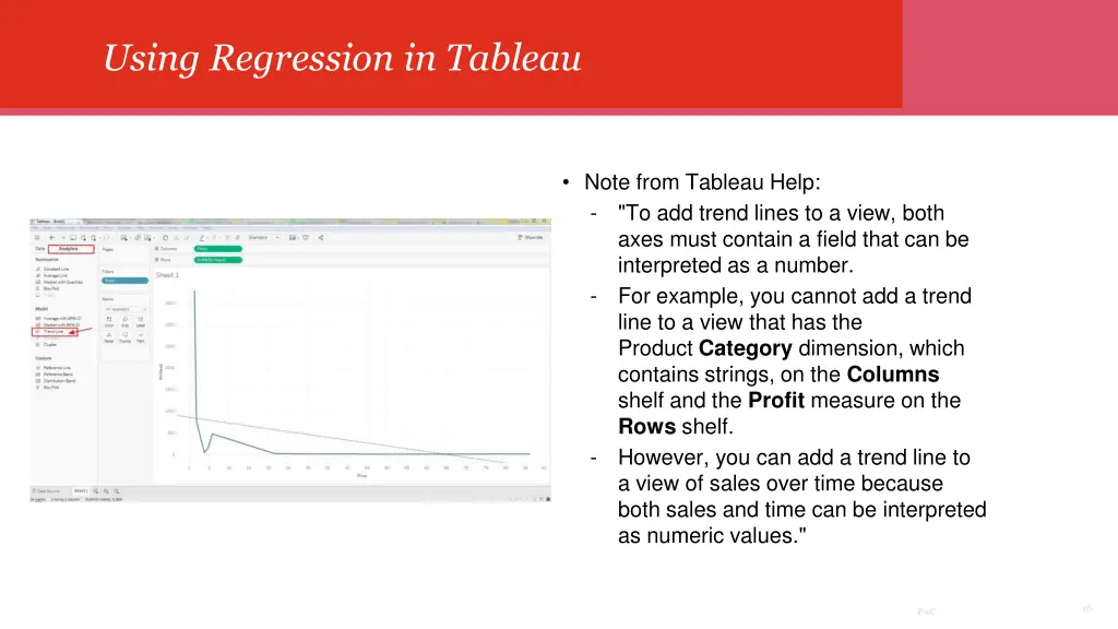 using regression in tableau