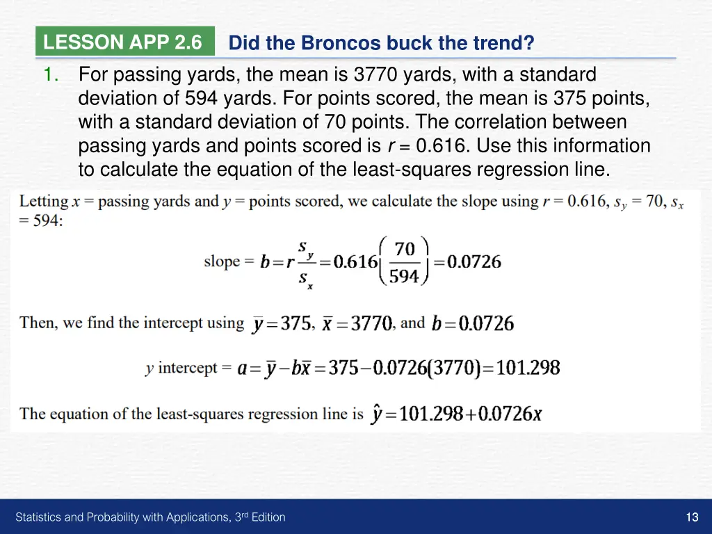 lesson app 2 6 1 for passing yards the mean