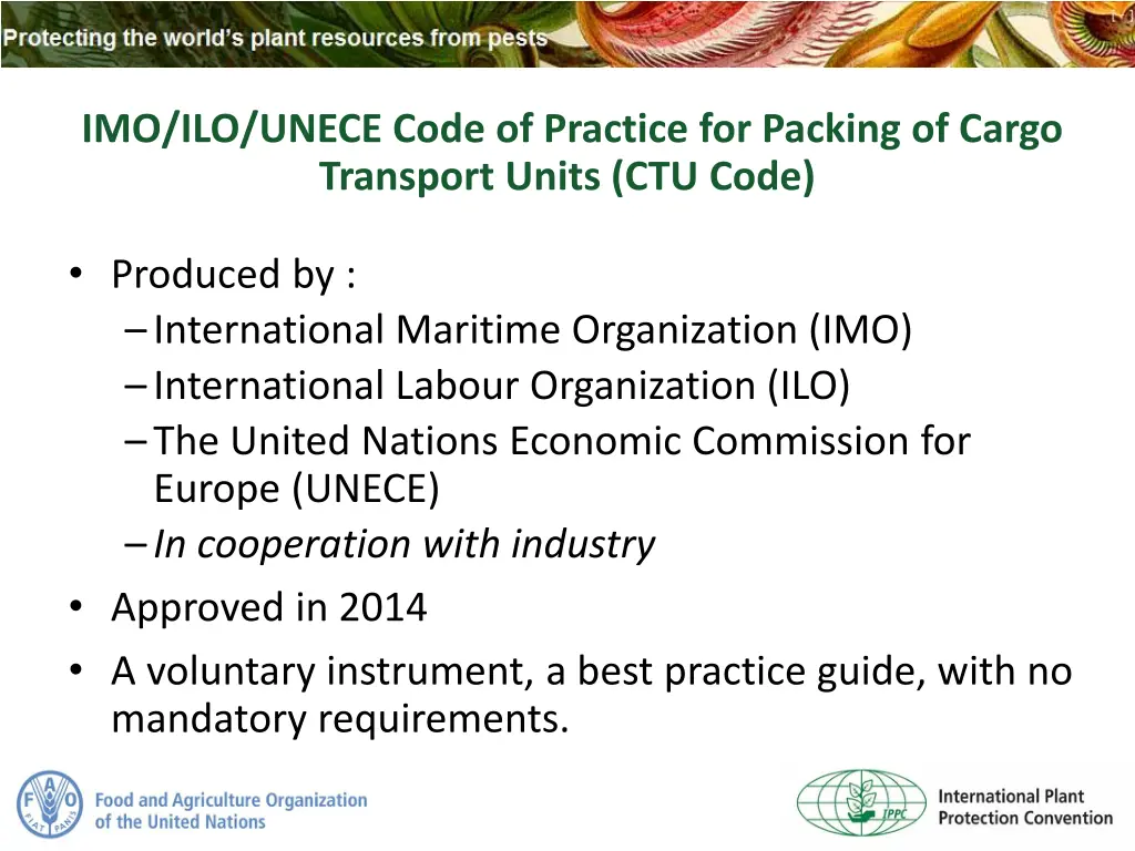 imo ilo unece code of practice for packing