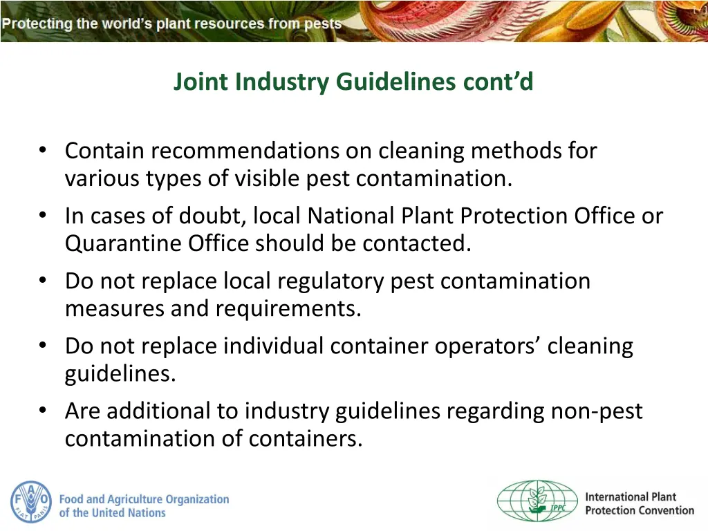 joint industry guidelines cont d